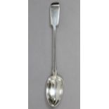 An early Victorian silver Fiddle pattern large basting spoon, 14¼” long; Exeter 1845, by John Stone.