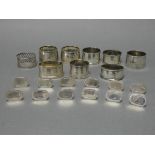 Twelve modern silver place-markers with small oval panels, six London 1995, & six 1999 (2.4 oz); &