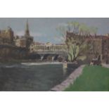 LORD METHUEN, R.A. (Paul Ayshford, 4th Baron Methuen 1886-1974). Pulteney Bridge, Bath, during