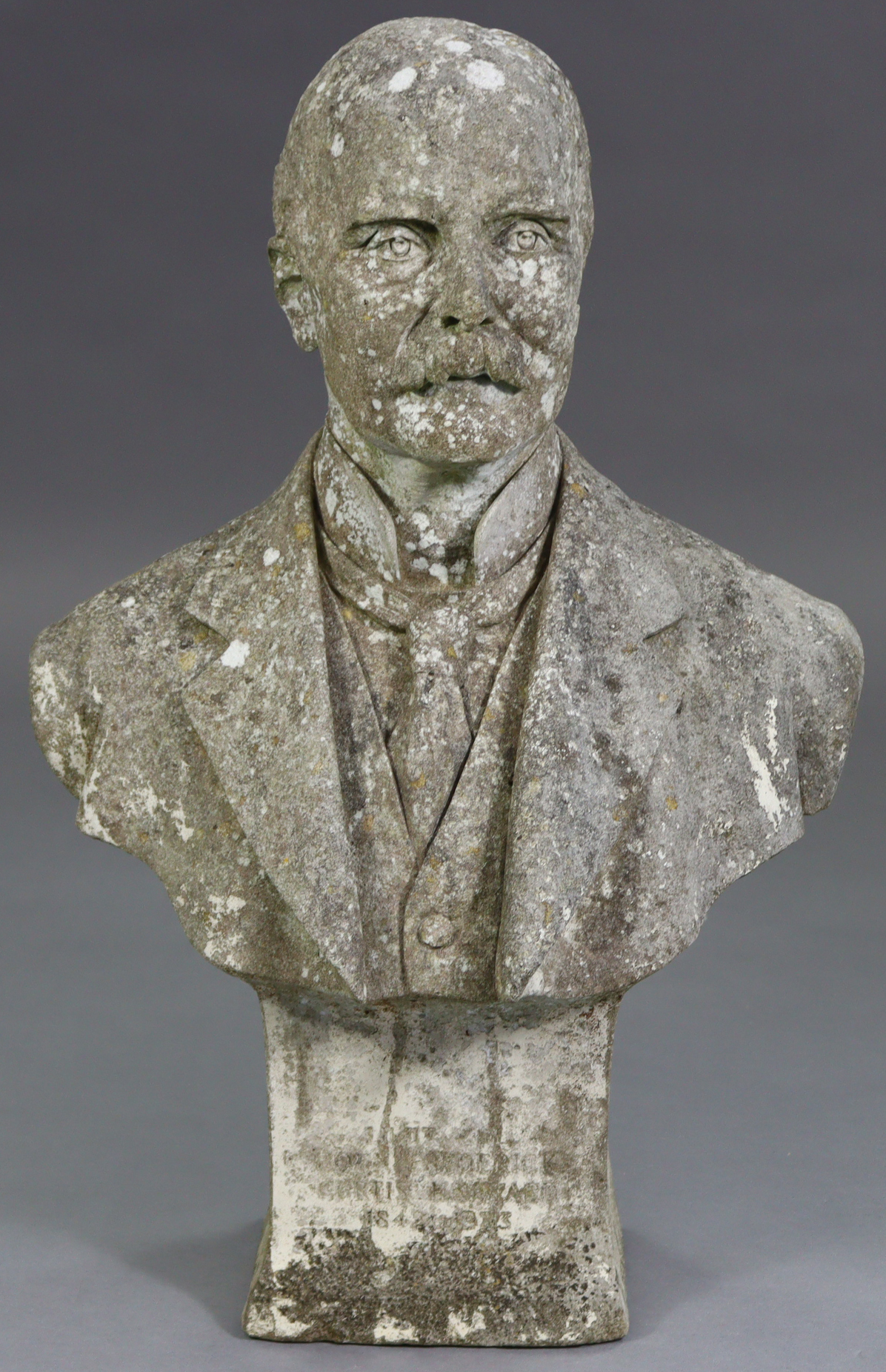 A large sculptured stone bust of “LIEUT. COL. JOHN FREDERICK CURTIS HAYWARD, 1842-1923”; 27” high