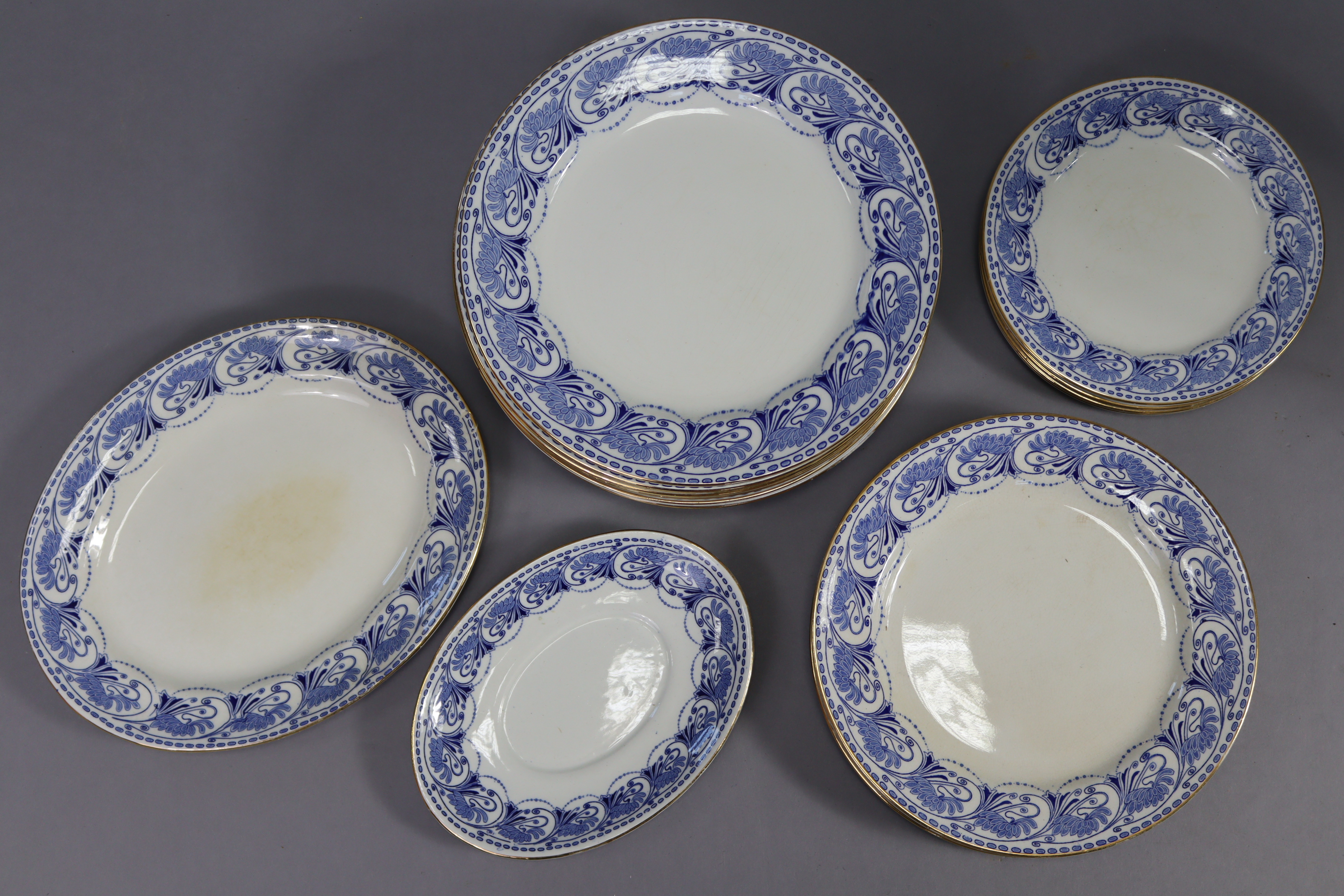 A Doulton Burslem blue & white “Sandhurst” twenty-three piece part dinner service. - Image 5 of 5