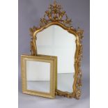 A 19th century-style gilt frame rectangular wall mirror with fluted border, & inset bevelled