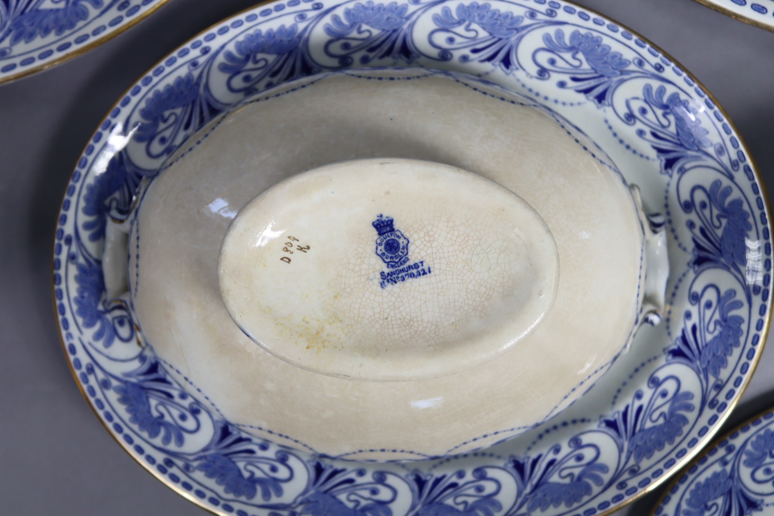 A Doulton Burslem blue & white “Sandhurst” twenty-three piece part dinner service. - Image 4 of 5