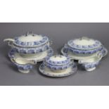 A Doulton Burslem blue & white “Sandhurst” twenty-three piece part dinner service.