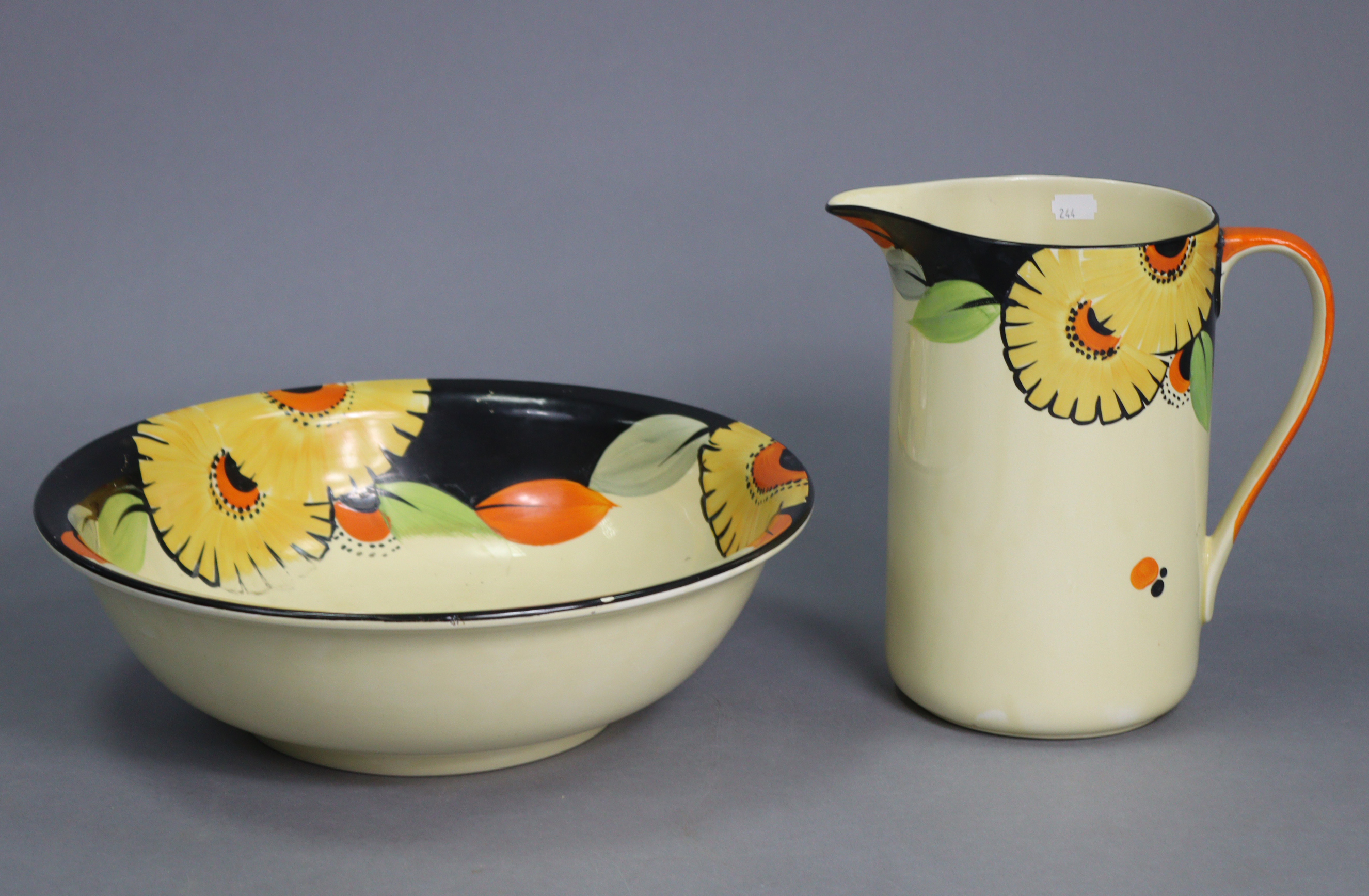 A Myott & Sons “Sunflower” toilet jug & bowl (No. 8045).