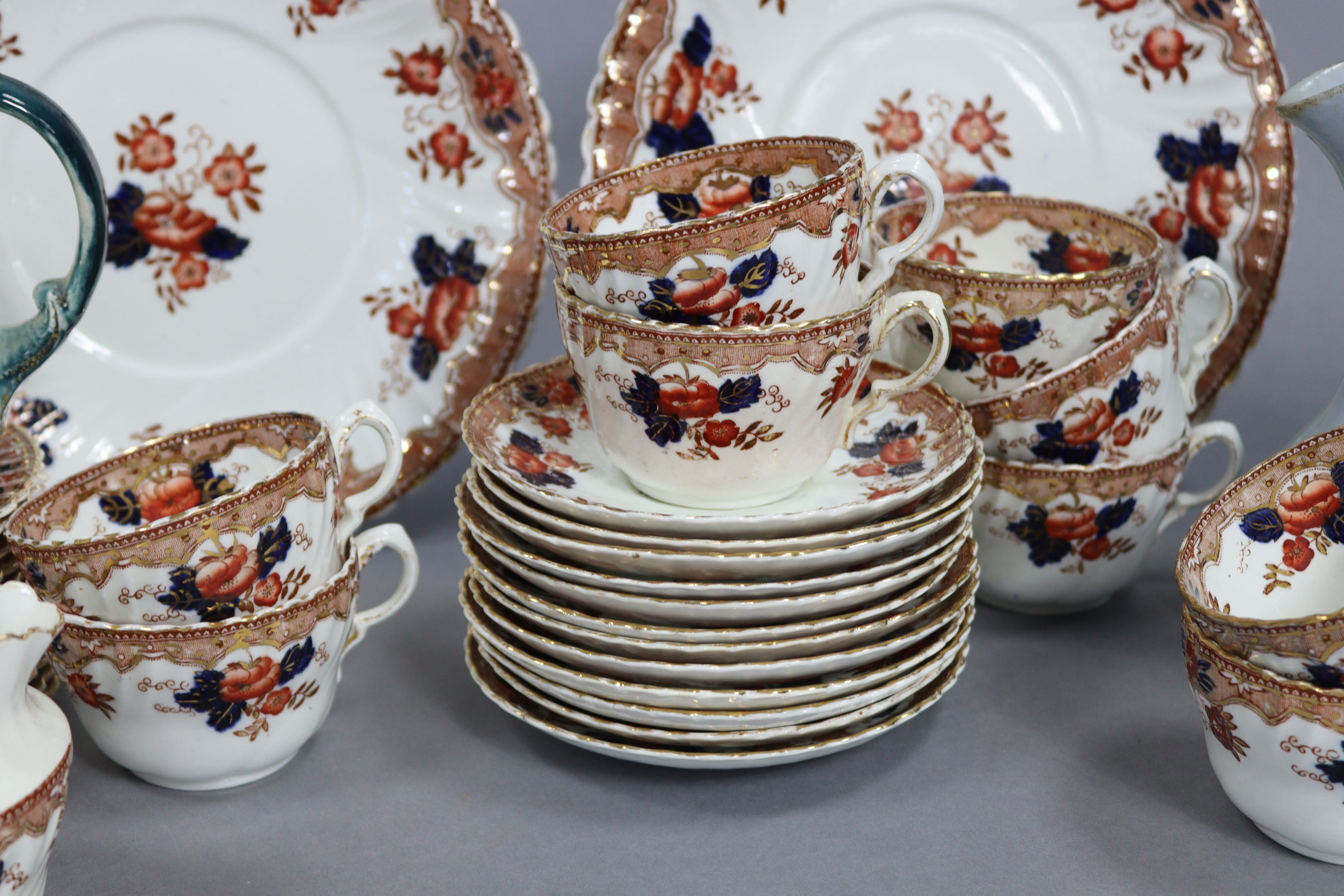 A late Victorian china floral decorated forty-piece tea service (settings for twelve), part w.a. - Image 4 of 6