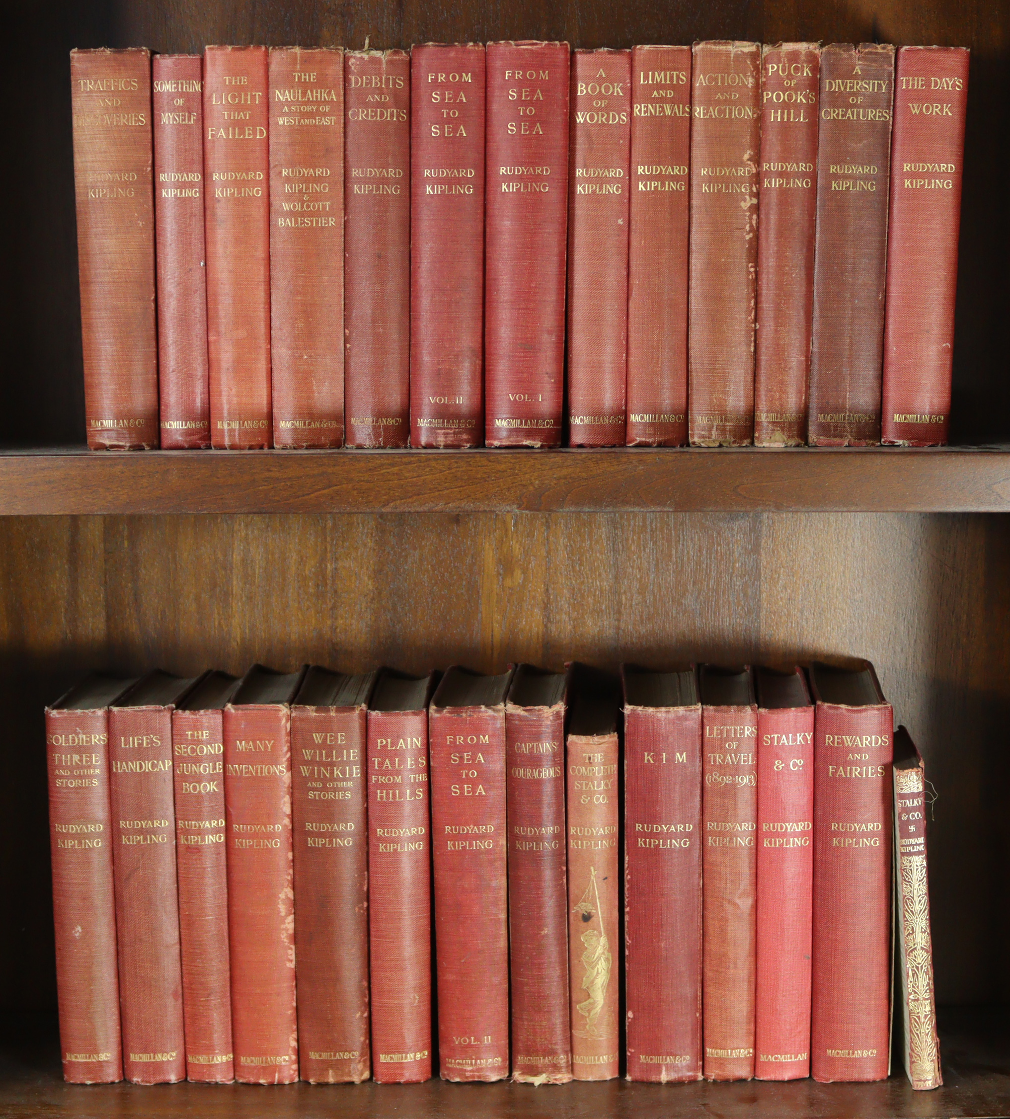 Twenty-seven volumes by Rudyard Kipling.