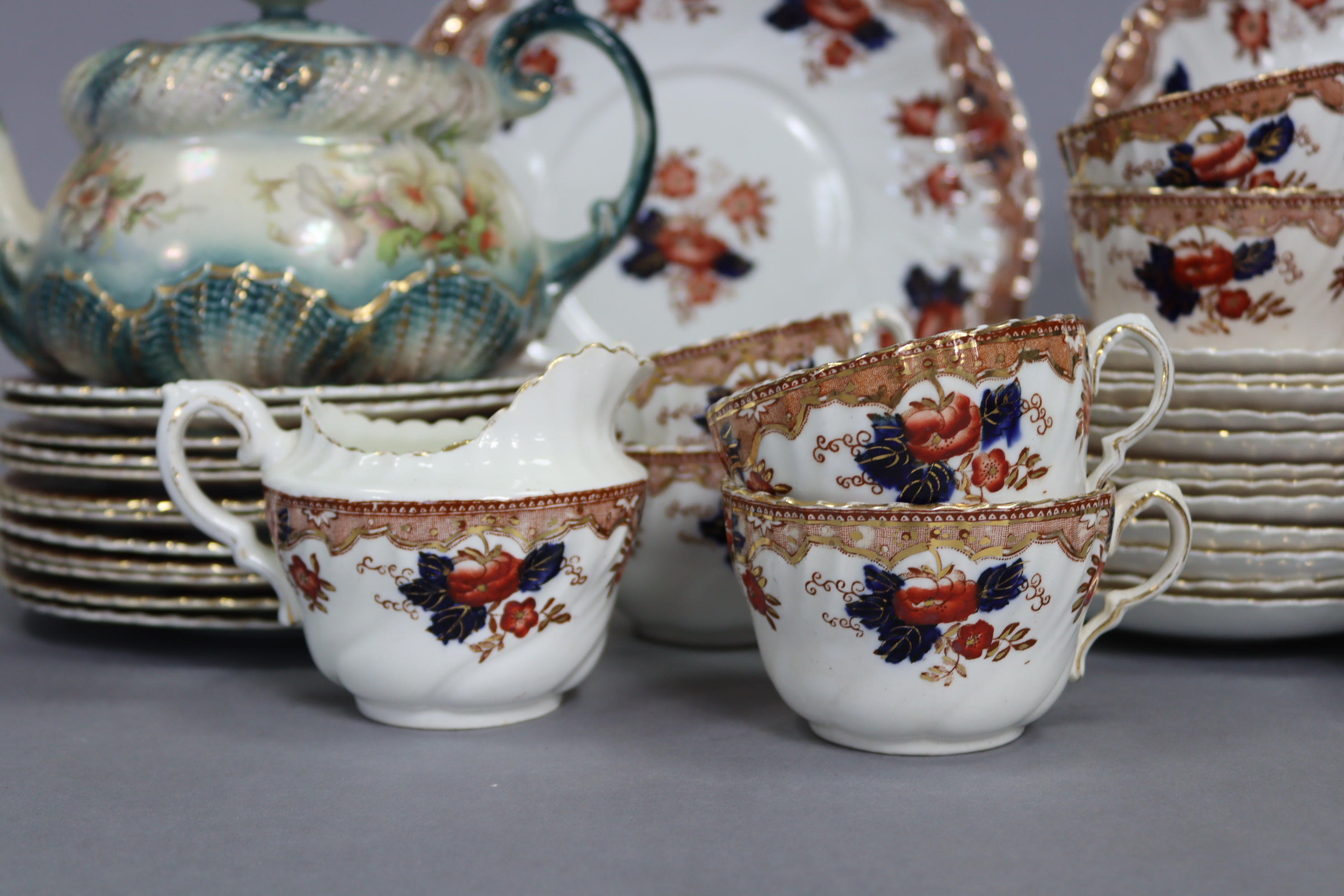 A late Victorian china floral decorated forty-piece tea service (settings for twelve), part w.a. - Image 2 of 6