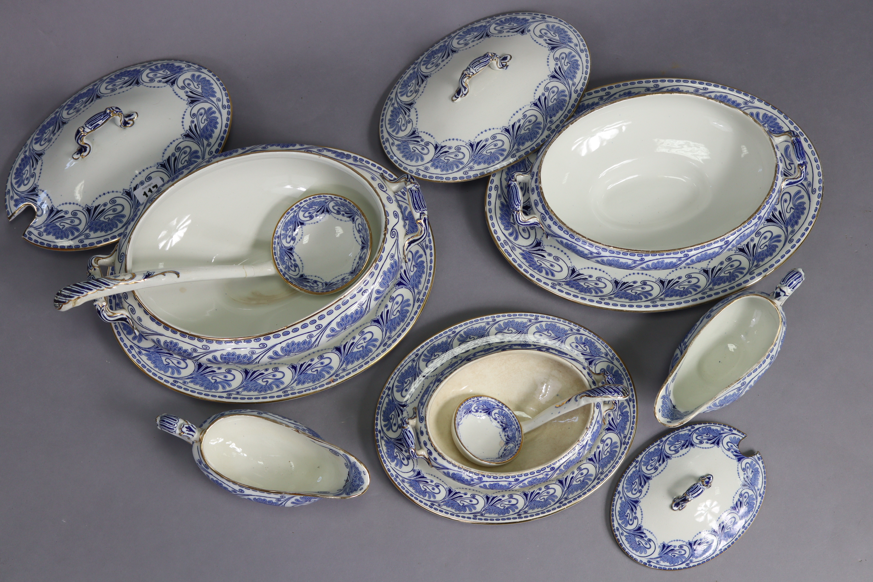 A Doulton Burslem blue & white “Sandhurst” twenty-three piece part dinner service. - Image 3 of 5