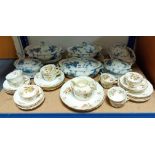 A late Victorian china floral decorated thirty-seven piece part tea service; a blue & white floral