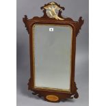 A Swansea-type mahogany-frame rectangular wall mirror with gilt ho-ho bird surmount, & inset