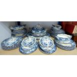 A Chatsworth (late Mayers) fifty-four piece extensive blue & white floral decorated part dinner