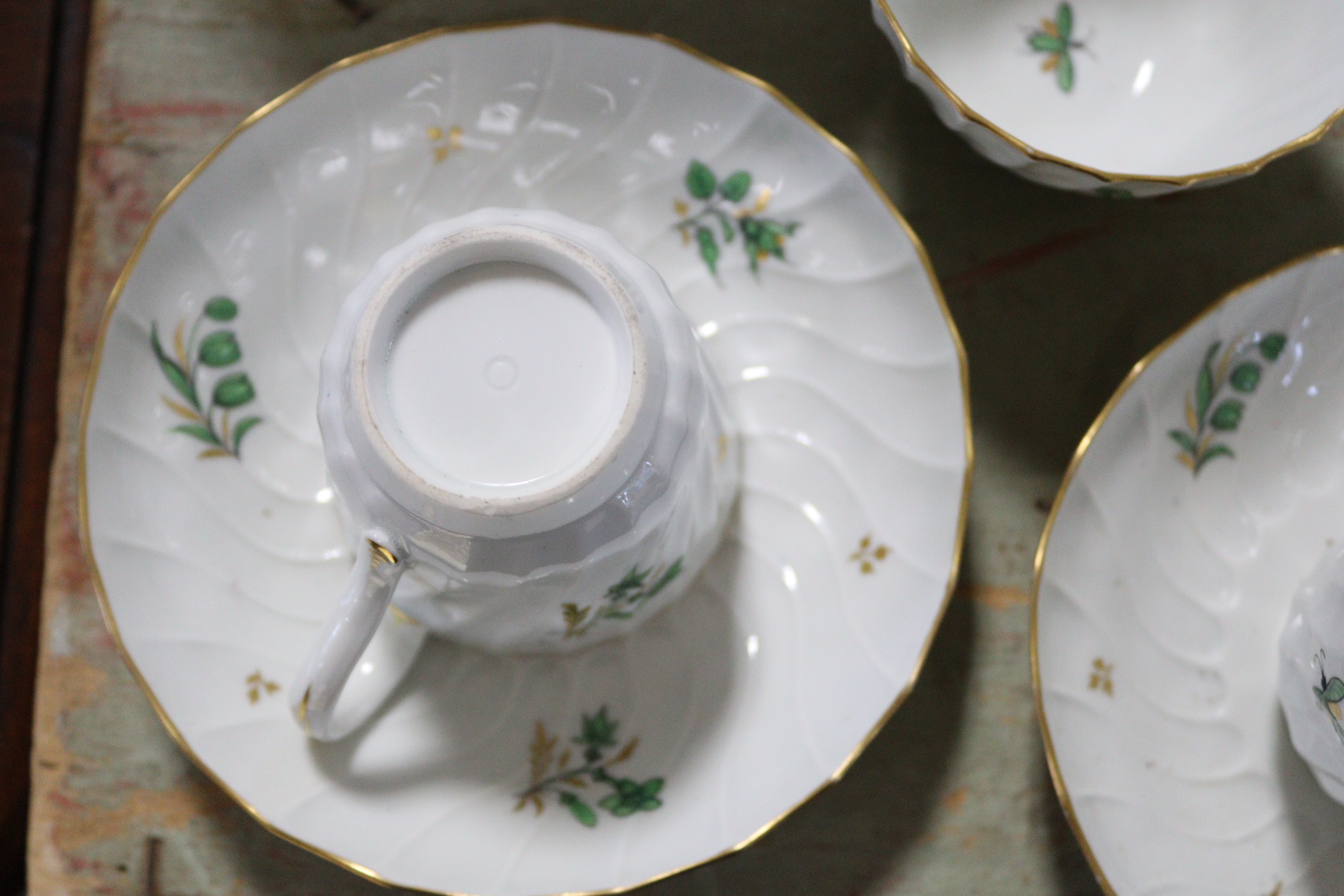 A Victorian floral decorated seven-piece part tea service; a Wedgwood bone china “Gold Chelsea” - Image 4 of 7