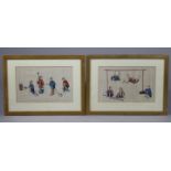 A pair of late 19th/early 20th century Chinese watercolour paintings on rice paper depicting