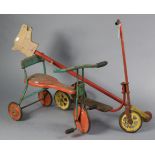 A Vintage Mobo child’s scooter; a similar tricycle; a painted wooden hobbyhorse; & various scale