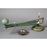 A mid-20th century French Editeurop painted steel & tinplate model orrery (with moon-bulb