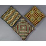 Three WWI German prisoner-of-war embroidered cushions made by prisoners detained at Eden Vale P O