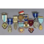 Eight various Masonic regalia medals; & a King George V & Queen Elizabeth coronation medal (1937).