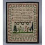 A WWII ERA NORTH WELSH NEEDLEWORK SAMPLER, inscribed “Anne F. Morris, Abergele, 1940”, with verse,