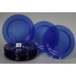 A set of eleven British Airways “Blue EC1040” glass side plates, 8” diam.