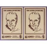 A pair of HMV World Records advertising posters “The Legend On Record” featuring the portrait of Sir