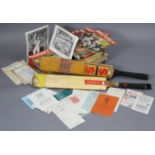 A quantity of assorted Rugby Union & cricket programmes, circa 1960’s onwards; two cricket bats; &