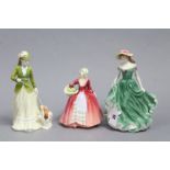 Three Royal Doulton figures “Best Wishes” (HN3971); “Janet” (HN1537); & “Sarah” (HN3852).