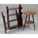 A late 19th century mahogany circular two-tier occasional table on three ring-turned legs, 17¾”