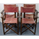 A set of four beech folding director’s chairs.