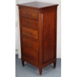 A Laura Ashley (?) mahogany-finish upright chest fitted five long graduated drawers with brass swing