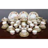 A Hammersley Bone China Queen Anne pattern tea & breakfast service, with brightly-coloured floral