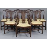 A set of eight mahogany Chippendale-style dining chairs (including a pair of elbow chairs) with