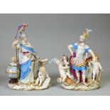 A PAIR OF MEISSEN FIGURE GROUPS EMBLEMATIC OF WAR & WISDOM, the first with standing figure of Mars &