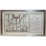 JOHN OGILBY (1600-1676). “The Continuation of the Road from Barnstable to Truro”; hand coloured