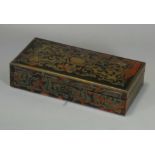 A 19th century Boulle-type tortoiseshell & brass-inlaid needlework box, of rectangular form, the