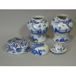 Two 19th century Chinese blue & white porcelain baluster jars, each decorated with figures in a