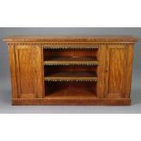 A WILLIAM IV SATINWOOD DWARF OPEN BOOKCASE with crossbanded rectangular top above a moulded frieze &