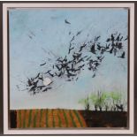 SIMON POOLEY (Contemporary). “Raucous Rooks”. Signed “S. Pooley” lower right; mixed media on