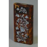 A late 19th/early 20th century tortoiseshell & mother-o’-pearl inlaid cigar case of rectangular form