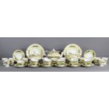 A Copeland & Garrett porcelain part tea & coffee service with shaped gilt rims & decorated with