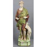 A Royal Dux porcelain standing figure of a male goat Herder, 20¾” high, with raised pink triangle