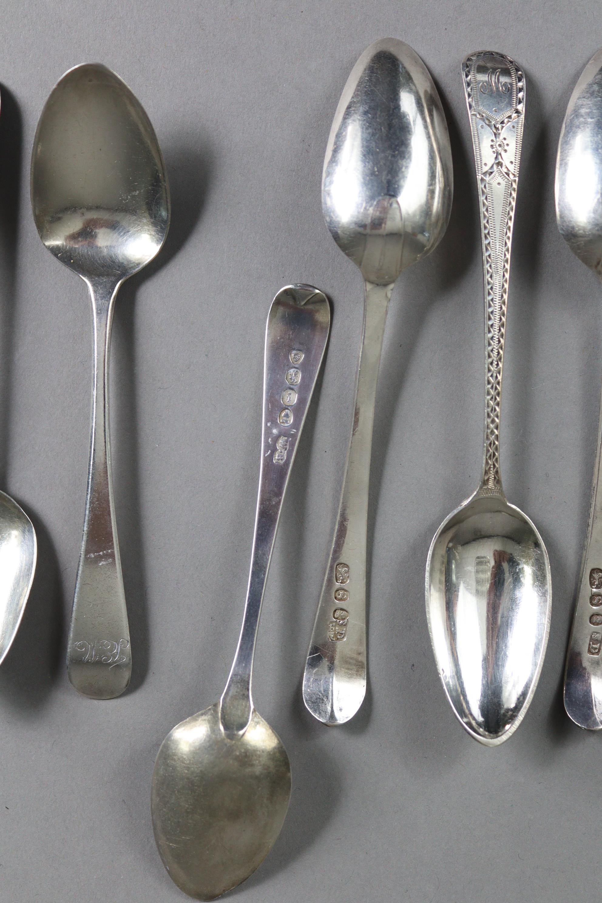 A set of six George III silver Old English bright-cut teaspoons, London 1813 by Samuel Davenport (pr - Image 2 of 2