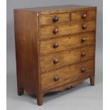 An early 19th century chest, with plain rectangular top, fitted two short & four long graduated