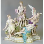 A MEISSEN PORCELAIN FIGURE GROUP ‘THE PARCAE’ (The Fates), after Kandler; blue crossed swords marks,