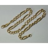 An 18ct gold curb-link chain with elongated links at intervals, 15” long; the spring clasp un-marked
