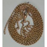 A 9ct gold long watch chain of cable links, 140cm long, 23.9g.