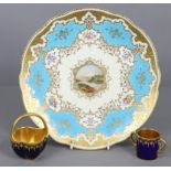 A late 19th/early 20th century Coalport porcelain cabinet plate with shaped rim, raised gilding to