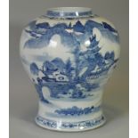 A 19th century Chinese blue & white porcelain baluster vase, finely painted with an extensive