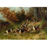 THOMAS BLINKS (1853-1912). “The Chase”. Signed & dated “T. Blinks 91” lower right; oil on canvas:
