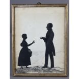 A 19th century silhouette of JONATHAN SISSON COOPER (1777-1850) & his daughter Charlotte Louise,